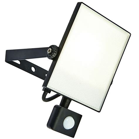 Ultra Slim Outdoor 30w Cool Led Floodlight And Pir Sensor Black Ip44