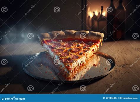 Slice Of Hot Pizza With Dripping Melted Cheese Generative AI Stock Illustration Illustration