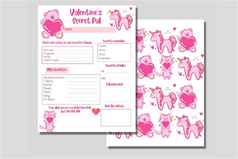 Secret Pal Valentine Questionnaire Graphic By Tiasitemplates