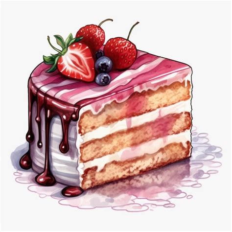 Premium Photo There Is A Piece Of Cake With Strawberries And