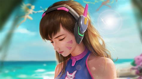 1920x1080 Dva Overwatch Beach Laptop Full Hd 1080p Hd 4k Wallpapers