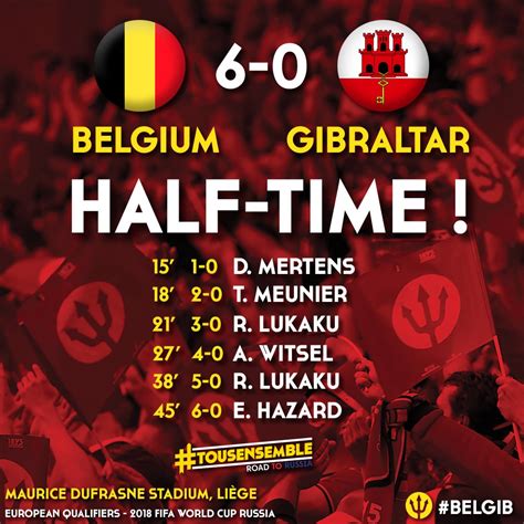 Belgian Red Devils On Twitter Half Time 🇧🇪🆚🇬🇮 6 0 Belgib