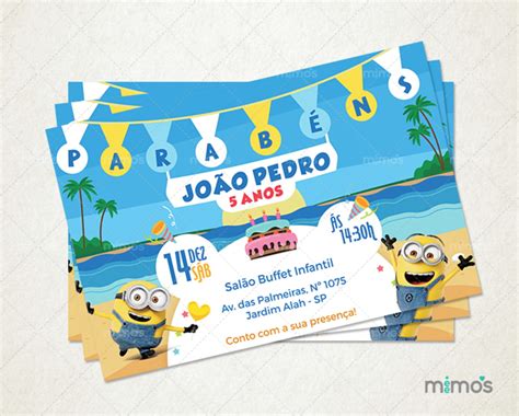 Convite Digital Aniversário Tema Minions Elo7