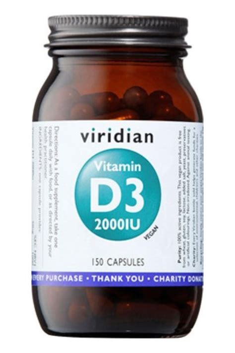 Viridian Vitamín D3 2000iu 150 kapslí