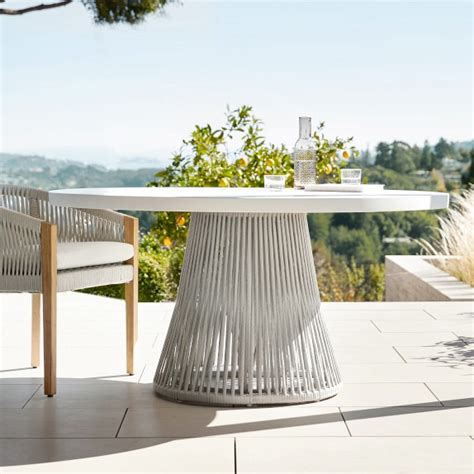 Pasadena Outdoor Fiberstone And Rope Round Dining Table Williams Sonoma