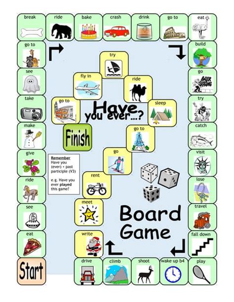 Board Game Haveyouever Present Perfect Tense Pdf