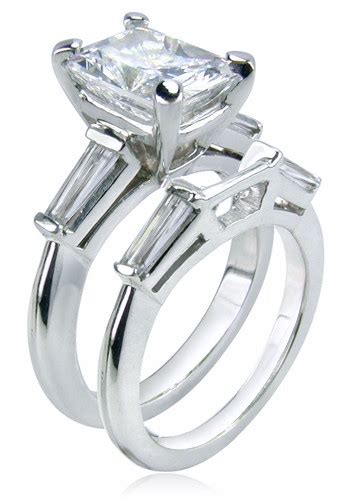 Sex And The City Charlotte 4 Carat Emerald Step Cut Cubic Zirconia Baguette Solitaire With