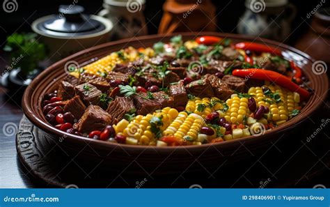 Freshness On Plate Gourmet Meal With Grilled Beef And Vegetables