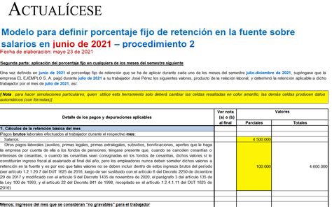 Calculo Retencion En La Fuente Salarios Excel Company Salaries