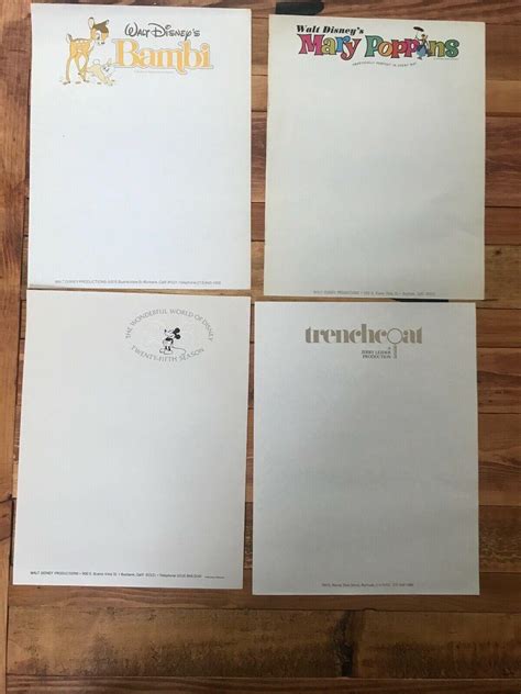 Lot Of 4 Walt Disney Letterhead Stationary 14 3761904410