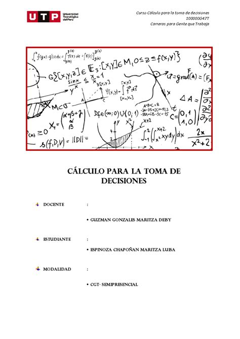 Tarea Calificada Espinoza Chapo An Curso C Lculo Para La Toma De