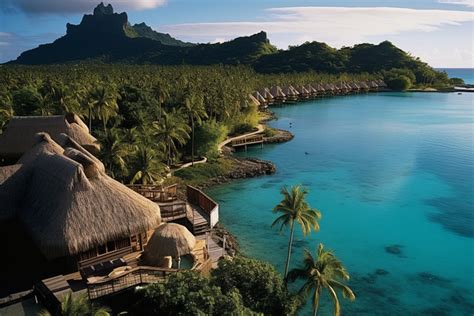 Bora Bora Island Resort Background Architecture Cloud Tree