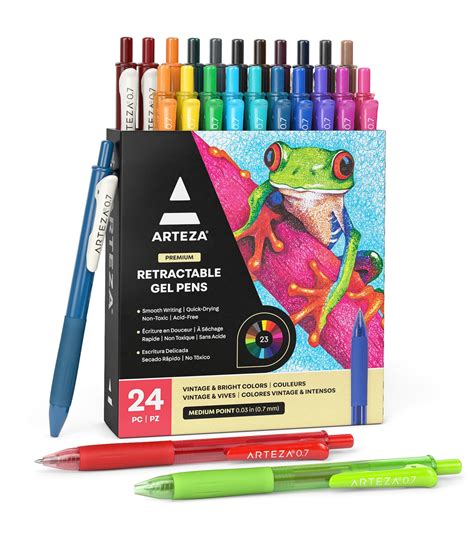 Arteza Retractable Gel Ink Colored Pens Set Vintage Bright Colors