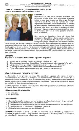 RELIGION TALLERES N2 PERIODO 2 RELIGIÓN ETICA Y CASTELLANO 602 pdf