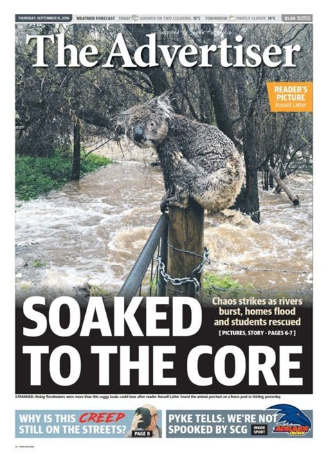 Front Page Of The Advertiser Today Australia