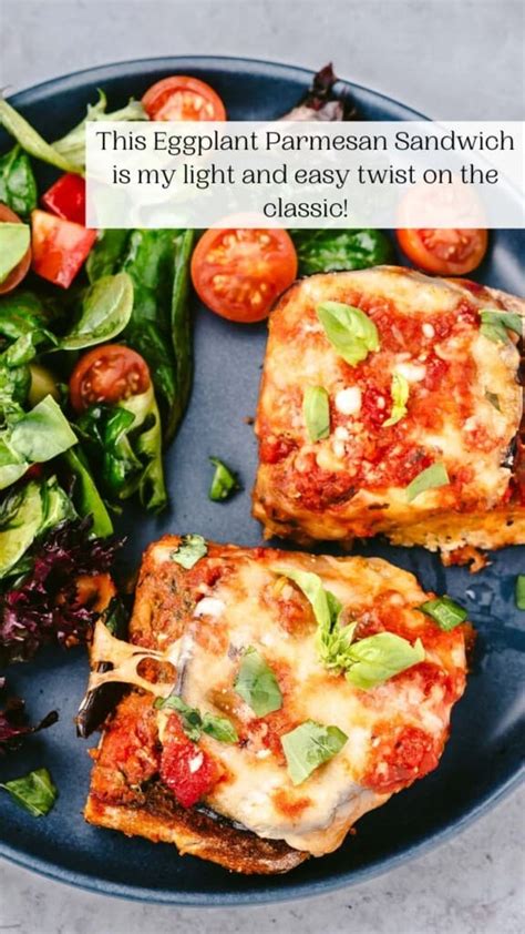 Open Faced Eggplant Parmesan Sandwich The Mediterranean Dish