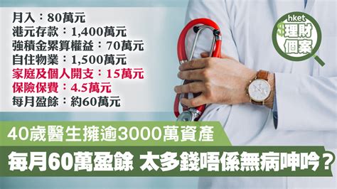 【理財個案】40歲醫生擁逾3000萬資產 每月60萬盈餘 太多錢唔係無病呻吟？