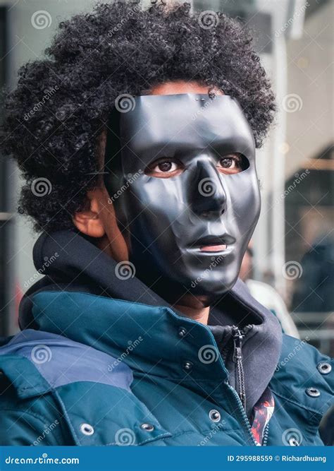 Man Wearing Black Mask In Fan Expo Canada In Toronto Editorial Stock