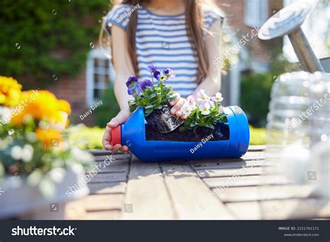 Close Girl Making Recycled Plant Holder Stock Photo 2151761271