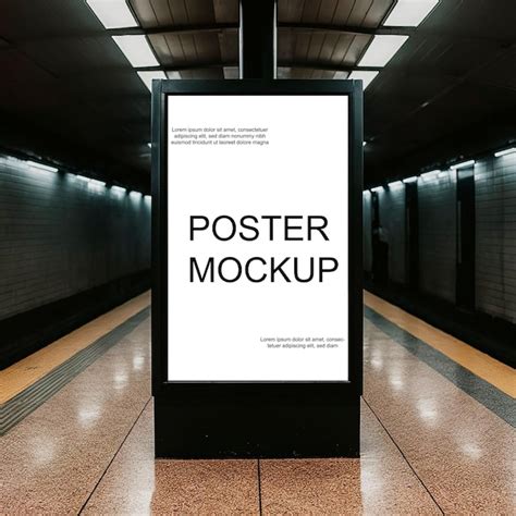 Poster Mockup At Subway Station Premium Ai Generated Psd