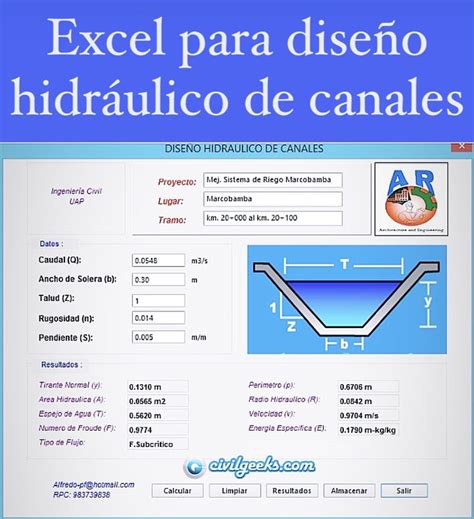 Excel para diseño hidráulico de canales CivilGeeks Disenos de