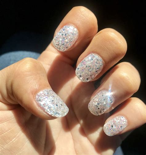 Chunky Silver Glitter Acrylic Short Round Nails Chunky Glitter Nails Glitter Nails Acrylic