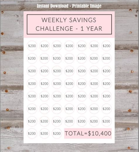 10000 Dollar Money Saving Challenge Tracker 52 Week Savings Etsy