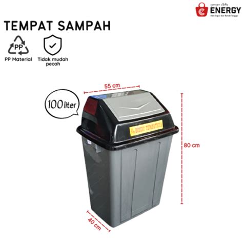 Mpw Tempat Sampah Tutup Liter Energy Bali