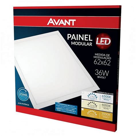 Painel LED Quadrado de Embutir Avant 36W 6500K Bivolt Américo Center