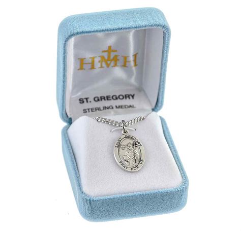 St Gregory The Great Patron Saint Medal Oval Inch Chain