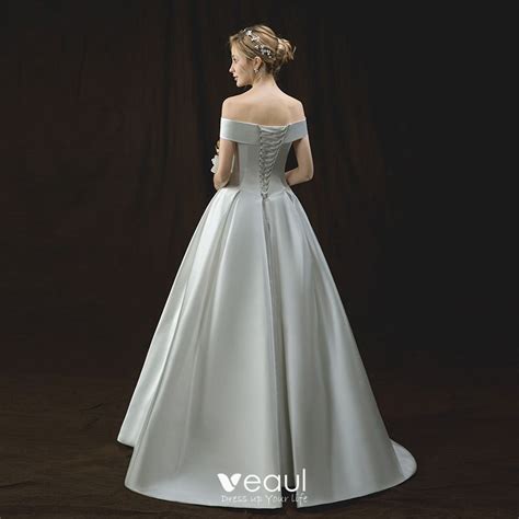 Simple Ivoire Robe De Mariée 2018 Princesse De l épaule Manches Courtes