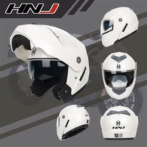 Hnj Ym Plain Helmet For Motorcycle Full Face Dual Visor Modular