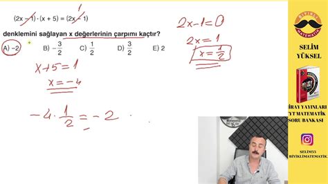 1 Dereceden Denklemler Test 1 Miray Yayınları TYT Soru Bankası YouTube