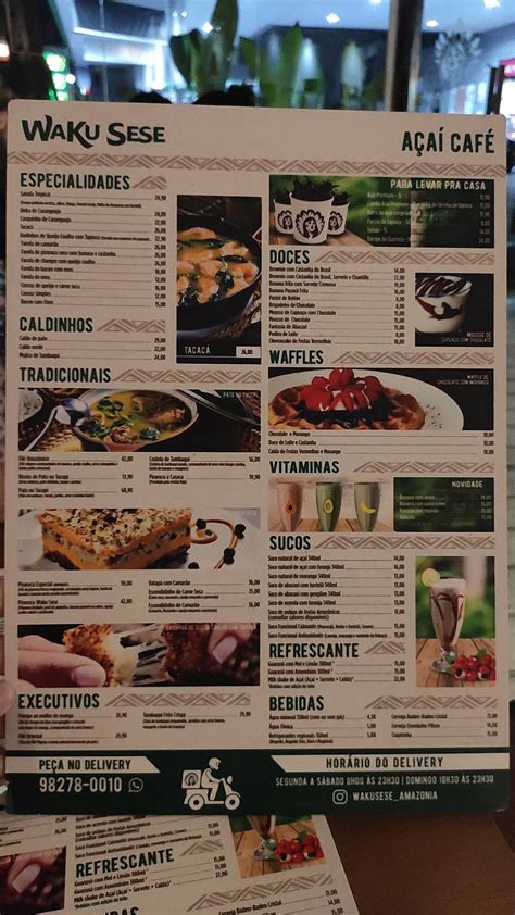 Menu At Waku Sese A A Caf Manaus Rua Rio Purus A Vieiralves