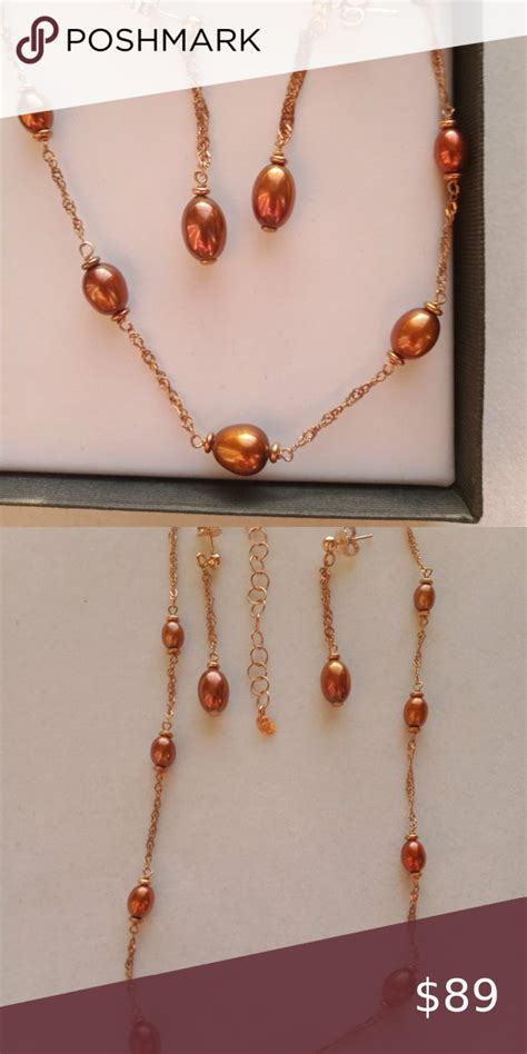 Honora Bronze Collection Freshwater Pearl Necklace And Earrings Set