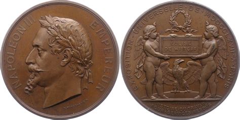 Frankreich Bronzemedaille 1867 Napoleon III 1852 1870 Stempelglanz