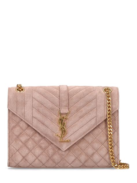 Saint Laurent Medium Envelope Quilted Leather Bag In Rosy Sand Modesens