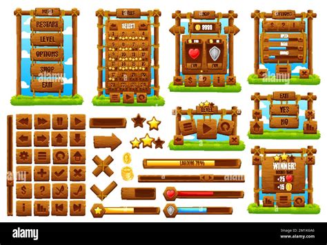 Western Ranch Wooden Game Interface Cartoon Gui Element Ui Game