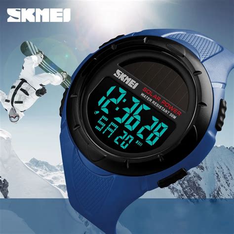 SKMEI Reloj de pulsera con energía Solar para hombre cronógrafo