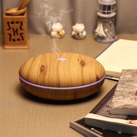 350 ml Essential Oil Diffuser Cool Mist Color LED Light And Dark Wood ...