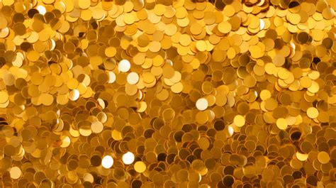 Sparkling Gold Sequins Texture On A Golden Background Seamless Design With Shimmering Confetti