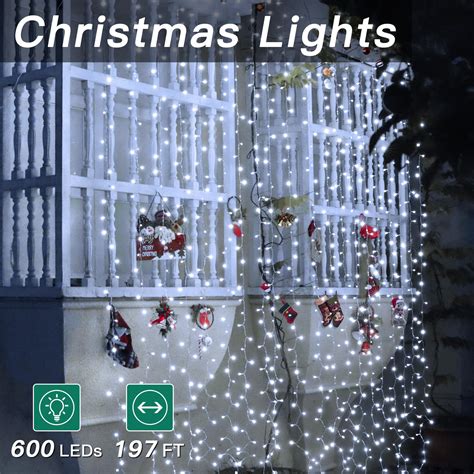 Shineshine 197FT 600LED Christmas Lights Outdoor Waterproof 8 Lighting