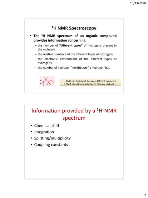 Solution Lesson 2 Nmr Spectroscopy 1h Nmr 2020 Studypool