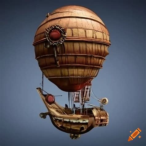 Detailed steampunk airship model on Craiyon