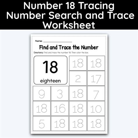 Number 18 Tracing Number Search And Trace Worksheet