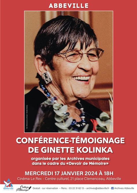 CONFÉRENCE TÉMOIGNAGE de Ginette KOLINKA Archives Abbeville OpenAgenda