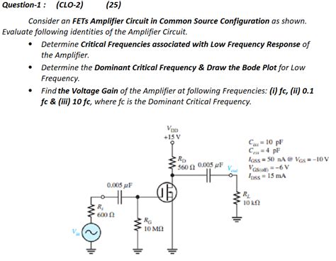 Solved Question 1 Clo 2 25 Consider An Fets Amplifier