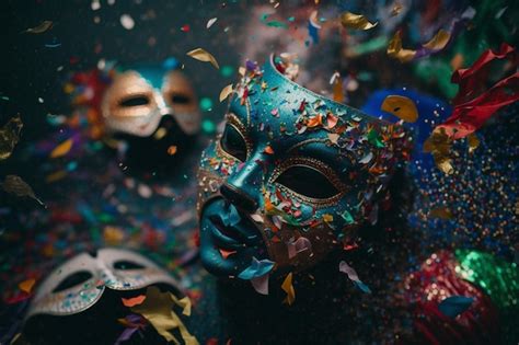 Premium Photo | Colorful carnival masks, brazilian carnival, confetti, festivity, generative ai