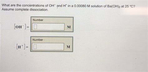 Solved What Are The Concentrations Of OH And H In A 0 00080 Chegg