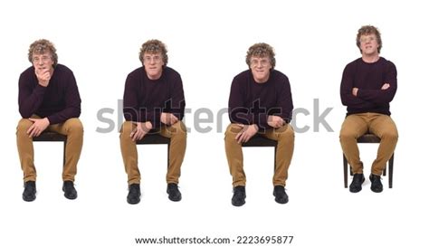 Various Poses Same Man Sitting On Stock Photo Shutterstock